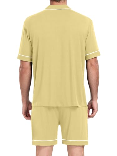 Mens Pajamas Set Short Sleeve Sleepwear Button Down Loungewear Set Soft Modal 2Pcs Pj Set with Pockets S-3XL2