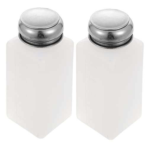minkissy Lot De 2 Distributeurs D'alcool Vides Verrouillables Pompe Push-down 250 Ml Bouteilles En Plastique Inox Faciles à Nettoyer Pour Soins Des Ongles