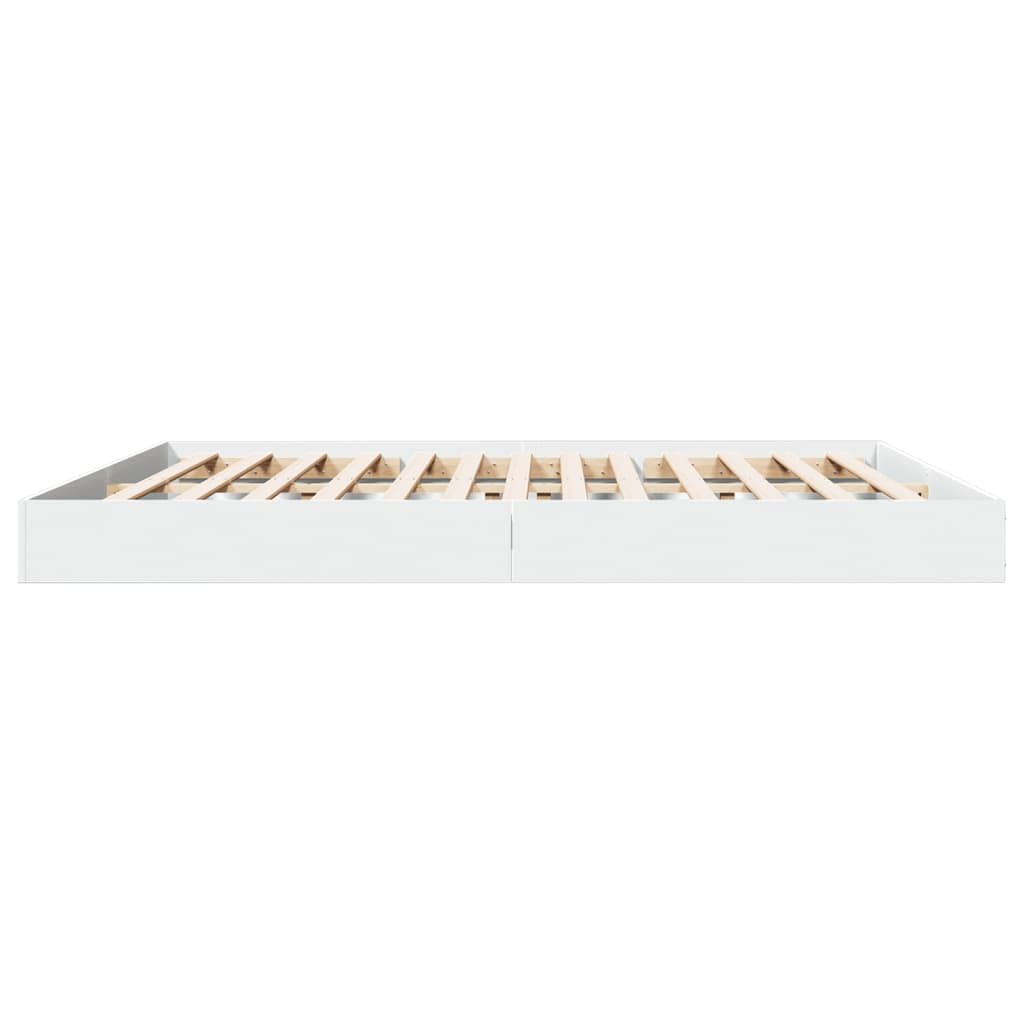 vidaXL Bettgestell, Bett Doppelbett für Schlafzimmer, Bettrahmen mit Lattenrost, Schlafzimmerbett Modernes Design, Weiß 180x200cm Holzwerkstoff