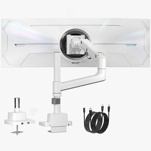 Image of monTEK Ultrawide Monitor Arm Max 57 inch,Height Adjustable 25.5 inch,with USB，White