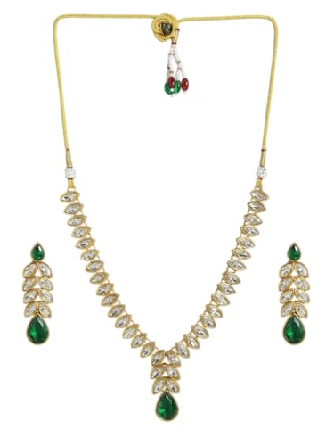 Juego de joyas con cristales DMZ-2681 juego de pendientes y collar de latón chapado en oro talla S
