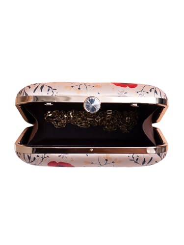 Image of Artklim Printed Box Clutch for Girls - Cross Body Purse with Detachable Golden Chain Strap
