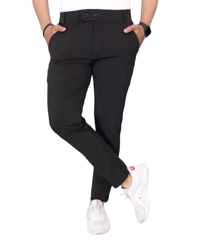 Men's Stylish Slim Fit Lycra Blend Trousers for Men | Stretchable...