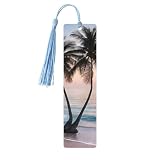 1pcssunrise Tropical Palm Tree Island Print Wooden Bookmark Colorful Tassels Daily Office Use 1.2x4.6in,for Men Women Book Lovers, for Graduation Party Decor -  MINDBBDFJ