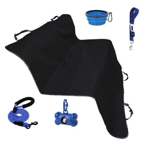 SOMKIRA Funda Asiento Perro para Coche y Maletero, Funda Protectora para Perros Universal, Impermeable y Resistente con Accesorios para Tus Mascotas y Toda la Seguridad (Azul)