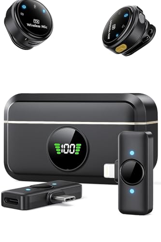 Microfone Móvel Wireless Lapela Plug Play USB C Compatível Lightn...