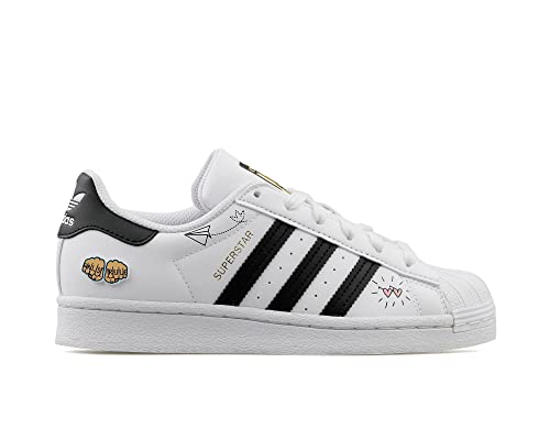 adidas Superstar J, Chaussures de Gymnastique, FTWR White/Core Black/Gold met.,