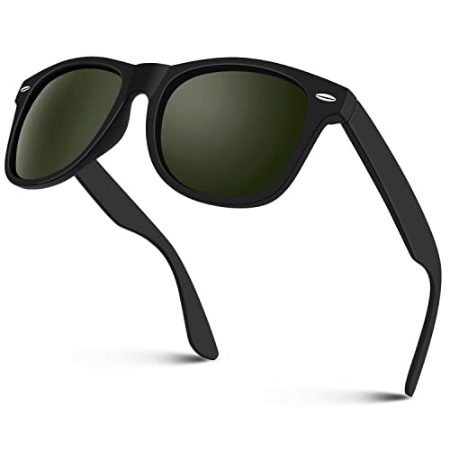 Sunier Polarized Sunglasses Men Women 80's Retro Classic Square Frame Mens Shades with 100% UV400 Protection