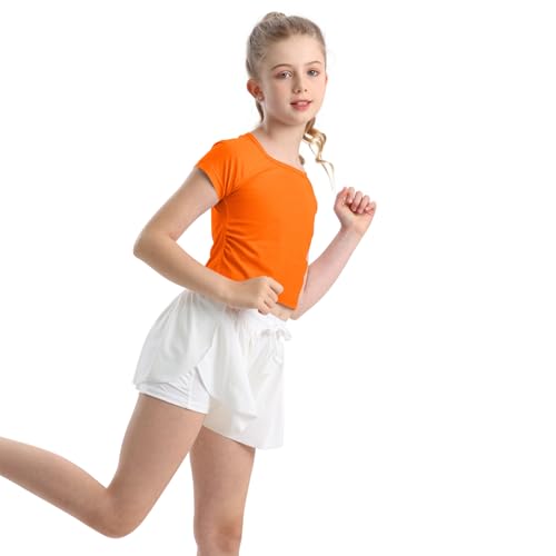 QBK 6Years to Youth Girls Crop Top Tee Shirts Short Sleeve Square Neck Cotton Basic Summer Tops Fitted T Shirt for Girls2