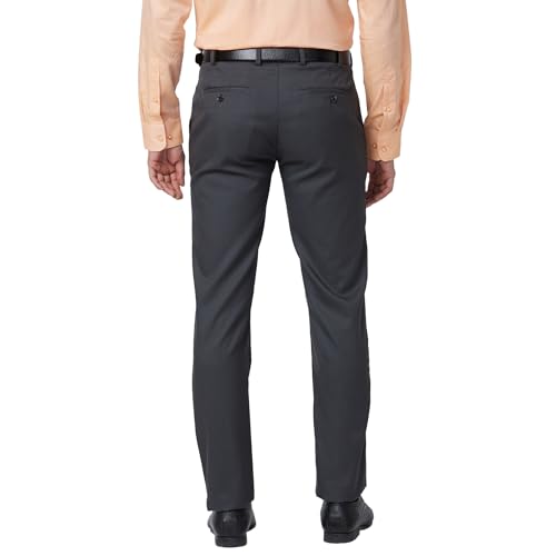 Image of Raymond Men's Slim Fit Polyester Blend Checks Pattern Flat Front Formal Trouser