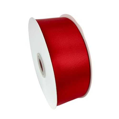 Listón satinado 3.8cm de ancho 45 metros de largo, listón para moños, decoraciones (Rojo)