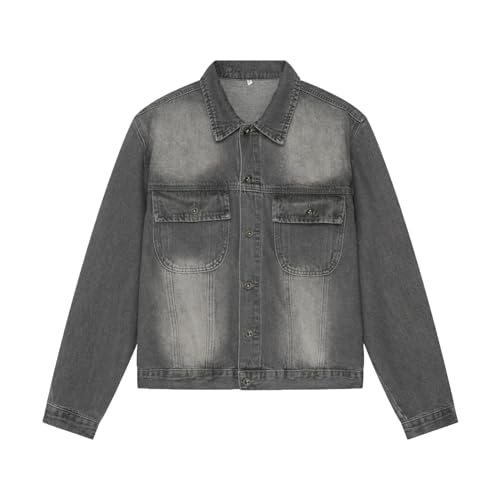 Men's Sets Casual Loose Bootcut Denim Jacket And Jeans Gray Tracksuit