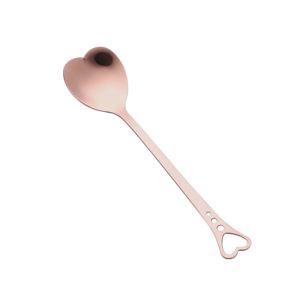 30 cucharas de café de acero inoxidable en forma de corazón (oro rosa)