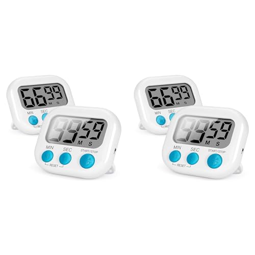 HWIREUIGT Temporizador de Cocina de 4 Piezas, Temporizadores Digitales Magnéticos Temporizadores de Cocina de Alarma Fuerte para Actualizar el Temporizador de Aula para Niños