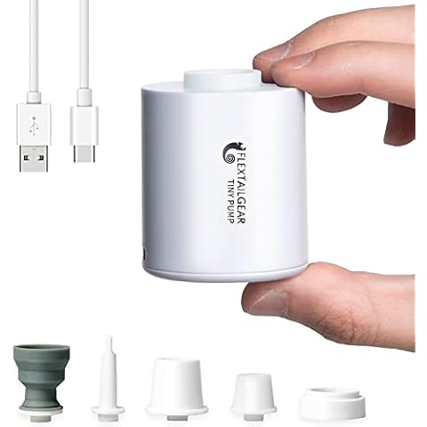 FLEXTAILGEAR Tiny Pump, Elektrische Luftpumpe für Luftmatratze, Tragbare Mini Pumpe zum Aufblasen und Absaugen, mit Aufladbarem 1300 mAh Akku, USB C, für Luftbetten, Schwimmring,Kleidungsvakuumbeutel Cover