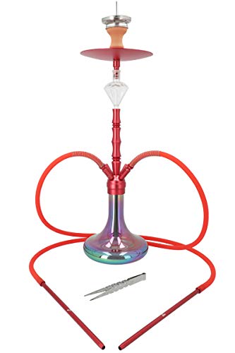 Smokezilla® MINYA 2S 2-Schlauch-Set Aluminium Rainbow Shisha | Spitze Optik mit Regenbogen Bowl und Diamond…