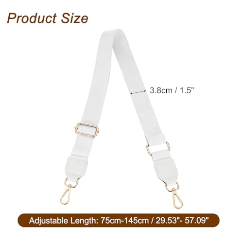 Image of uxcell Wide Shoulder Strap, 3.8cm Adjustable Purse Strap Replacement Crossbody Strap for Shoulder Bag Handbag, White, Gold Square Mouth Buckle