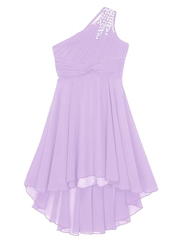 Shinsto Kids Girls Junior Bridesmaid Dress Shiny Beaded One Shoulder Chiffon High Waist Princess Gowns3