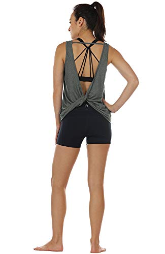 Image of icyzone Workout Tank Tops for Women - Open Back Strappy Athletic Tanks, Yoga Tops, Gym Shirts