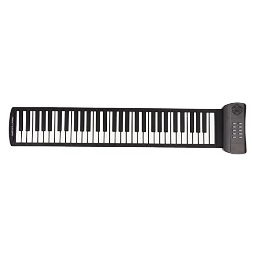Estink Piano Enrollable de 61 Teclas, Piano Enrollable Manual Recargable Portátil con Pantalla LED, Salida Midi, 16 Voces, Grabación, Acorde, Sostenido, Trémolo, con Conector para Auriculares(PM61)