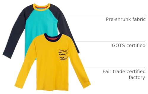Image of Mightly Boys and Girls' Long Sleeve Raglan Shirt | Organic Cotton, Colorful Casual Stylish Clothes, Soft&Fresh Crew Neck Tee