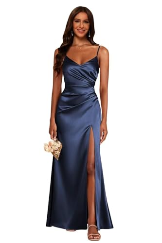 HAIBFJIN Damen Satin Brautkleider mit Schlitz...