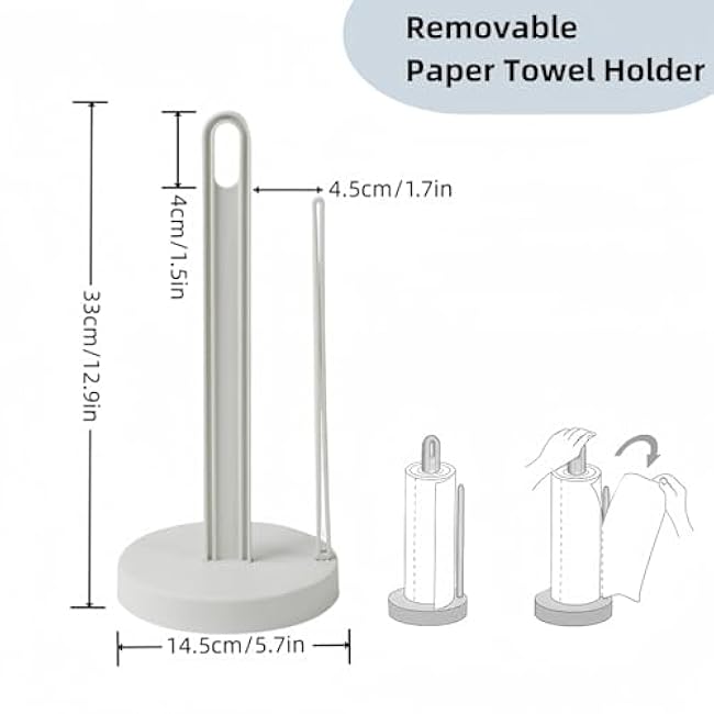 Paper Towel Holder, Desktop Paper Towel Holder, Simple Roll Paper Holder Stand Dispenser for Kitchen Countertop Tabletop Organize (Paper Towel Holder-White, 1 Pack)