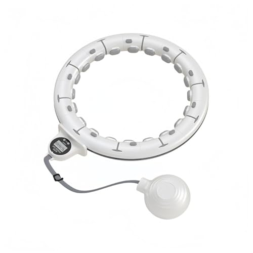 【Hymist】スマートフラフープ 進化系ダイエット用 フィットネスエクササイズ対応 落ちない・カウント機能付き サイズ調整自在 組み立て分解簡単 人気選択 カロリー消費支援 (ホワイト,(腰囲65〜90CM))