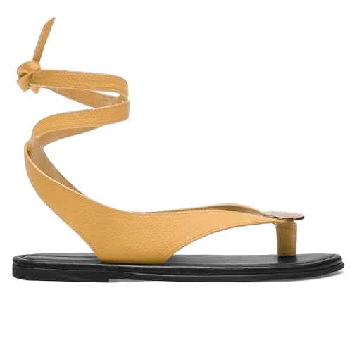Strap Flip Flop Flat Sandals for Women with Metal Circular Ankle Strappy Ladies Fashion Cute Summer Thong Sandals Dressy.