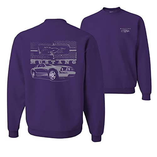 Wild Bobby Distressed Ford Mustang Front Grill Cars and Trucks Front and Back Unisex Crewneck Graphic Sweatshirt