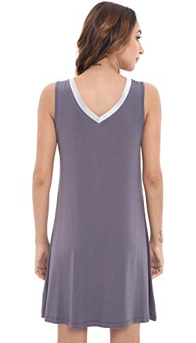 Image of GYS Cooling Bamboo Viscose Nightgowns for Women, Lightweight Sleeveless V Neck Sleep Shirt for Hot Sleepers, Soft Night dress