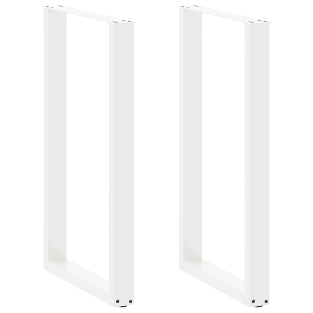 SXZenSpace White U-Shaped Bar Table Legs Pair, 60x100 cm Steel Frame with Adjustable Feet, Modern Desk for Breakfast Kitchen Office Dining Room