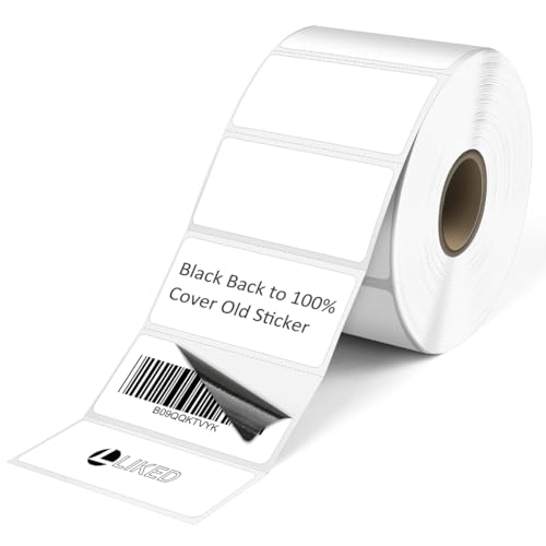 L LIKED 2" x 1" Direct Thermal Labels, Permanent Adhesive Barcode Adress Labels & Compatible with Rollo, Zebra and Other Desktop Printers (1 Roll, 1300 Labels)