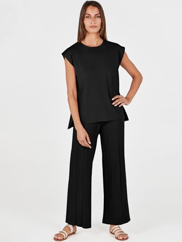 ANRABESS Women 2 Piece Lounge Sets Summer Casual Knit Sweater Vest Pant Set Beach Vacation Clothes 2026 Airport Outfits