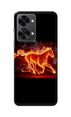 Image of Plastic Printfidaa Printed Hard Back Cover Case For Oneplus Nord 2T 5G Back Cover (Fiery Horse) -112, Multicolor