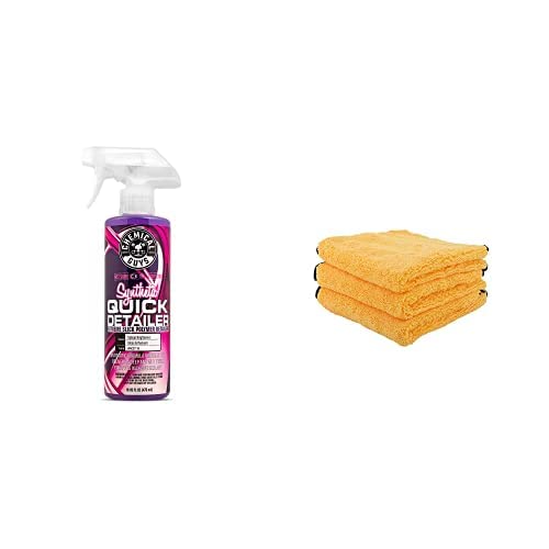 Chemical Guys WAC21116 Synthetic Quick Detailer, 16 fl. ozwith MIC_506_03 Professional Grade Premium Microfiber Towels, Gold 16" x 16", Pack of 3