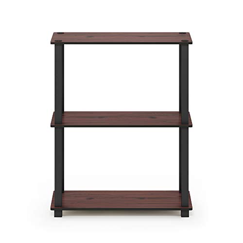 Image of Furinno TURN-S-TUBE Storage Shelves, 3-Tier Book Shelf, Corner Shelf, Toolless Open Shelves, for Organization and Storage, Living Room, Garage, Home Office, Dark Cherry