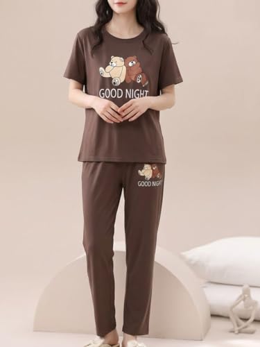 Image of SMOWKLY Women's Premium Stylish Cute Print Top with Pajama Comfy Loungwear