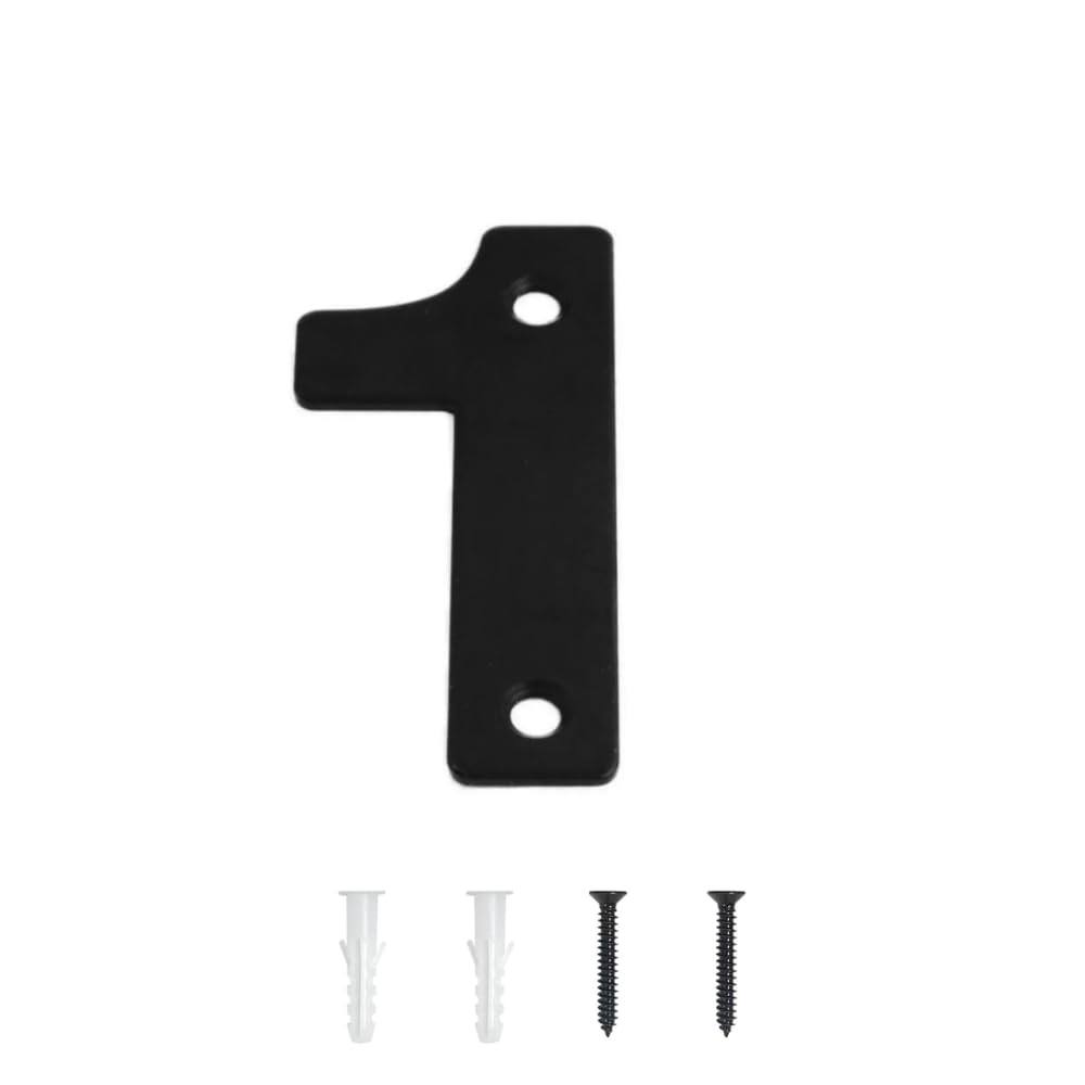 SISI UK Matt Black Front House Door Number 1 Modern Door Numeral 75mm (3 inch) Door Number Plaques For Wall Wooden UPVC & Composite Comes With Wall Plug & Fixing Screws