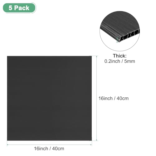 Image of M METERXITY 5-Pack Corrugated Plastic Sheets, 16 Inch x 16 Inch Waterproof Blank Corrugated Poster Board Yard Signs for Garage Sale /Office /Classroom /Party /Lawn Sign Road [5mm Thick, Black]