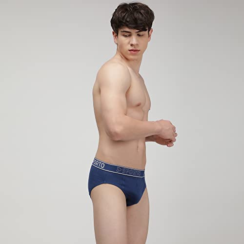 Image of sporto Men's Solid Cotton Brief with Soft Elastic Waistband (Pack of 3) Black