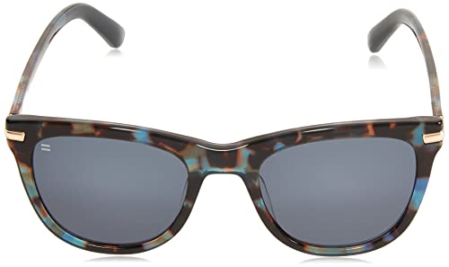 TOMS Women's Rectangular Sunglasses, Pacific Blue Tortoise/Shiny Gold, 53-22-1472