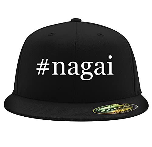 #Nagai - Flexfit 6210 Structured Flat Bill Fitted Hat, Black, Large/X-Large