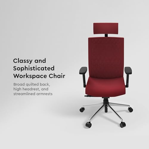 Image of Interio by Godrej Prime High Back Ergonomic Premium Cushioned Office /Study /Revolving Chair, 1 Year Warranty, Height Adjustable Chair with Adjustable Armrest, Steel Base (Milan Red)
