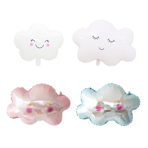 KOBOKO Wolken Ballons Geburtstag, 4 Stück Wolke Folienballon Regenbogen...