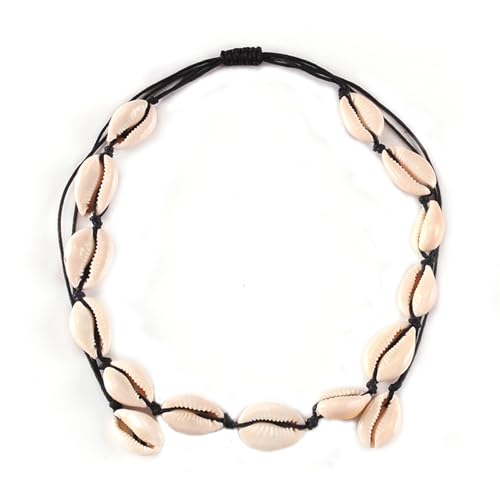 Dreuyet Puka Shell Necklace for Men Women Bohemian Handmade Natural White Colorful Irregular Shell Choker Necklace Adjustable Seashell Necklace Cowrie Hawaiian Summer Beach Boho Jewelry Gifts