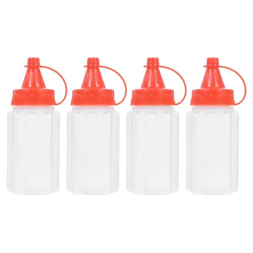 Healeved Botellas Exprimibles para Salsa 4 Unidades Botellas de Plástico Transparentes para Condimentos Dispensadores de Aderezo para Ensaladas Aptas para Uso Doméstico Aire Libre
