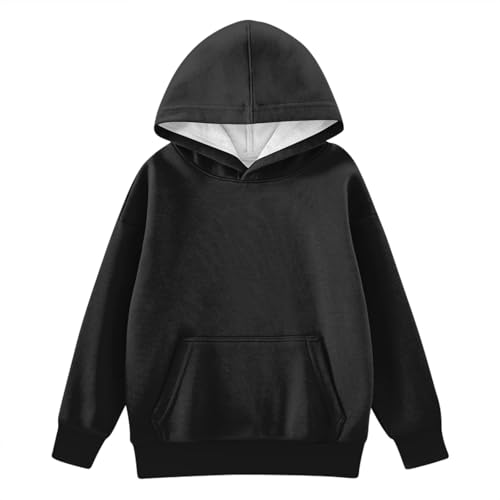 Sweatshirts For Teen Girls Long Sleeve Hooded Pullover Hoodies Casual Solid Color Tops Fall Sweatshirt With Pocket2
