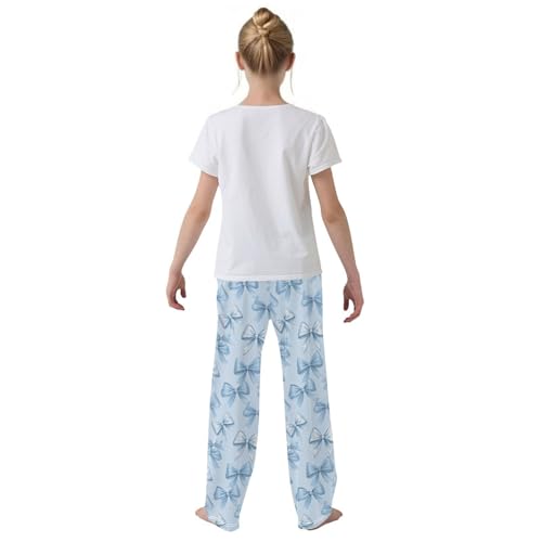 Pajama Bottoms, Blue Bows Pajamas Pant Sleep Long Pants Cartoon Lounge Wear Sleepwear Soft Pjs3
