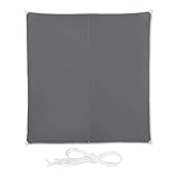 Relaxdays Sonnensegel quadratisch, wasserabweisend, UV-Schutz, mit Spannseilen, Terrasse, Balkonsegel BxT: 3 x 3 m, grau